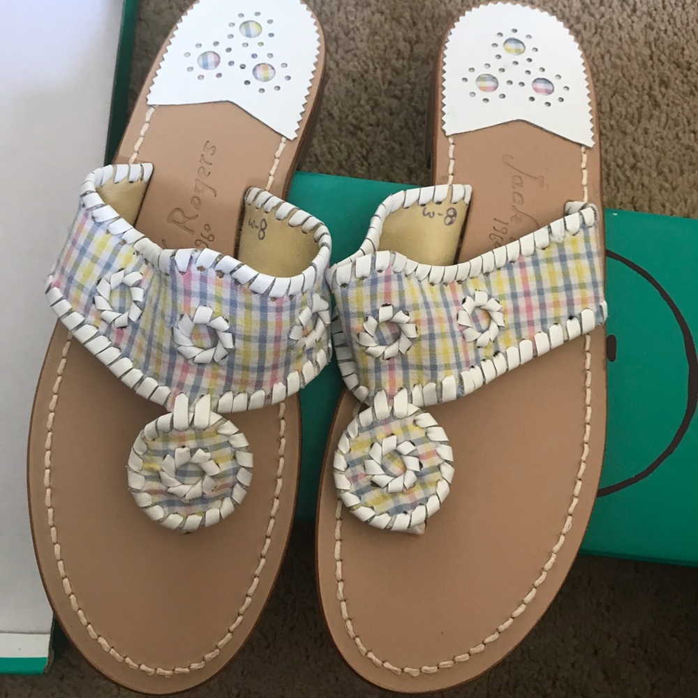 Plaid Jack Rogers sandals 8.5